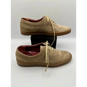 Salvatore Ferragamo Suede Wingtip Oxford Shoes Womens 7 B Tan Brogue SN 7002